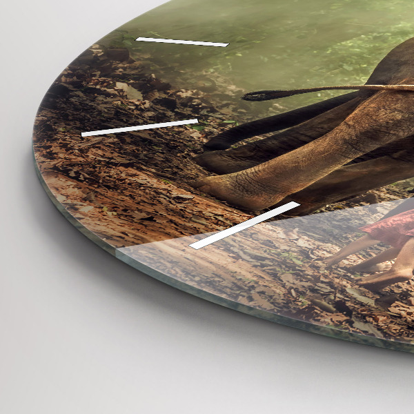 Kerek fali üvegóra Elefántot vezető gyerekek