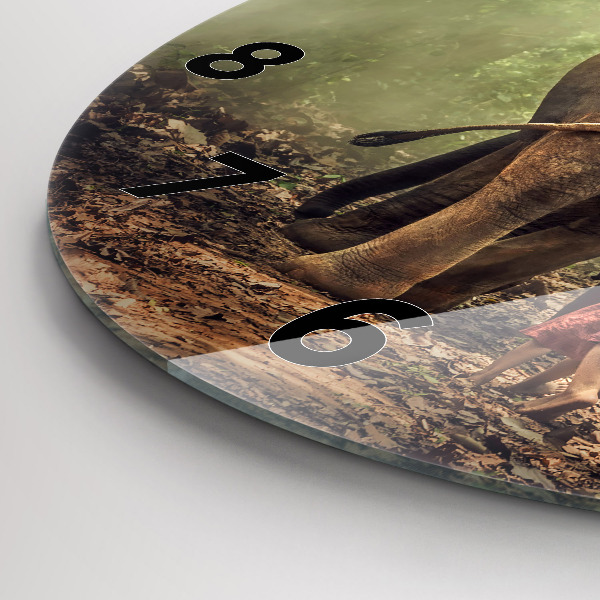 Kerek fali üvegóra Elefántot vezető gyerekek