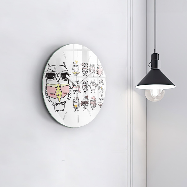 Kerek fali üvegóra Vintage bagoly poszter