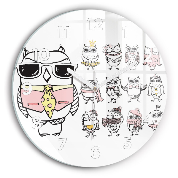 Kerek fali üvegóra Vintage bagoly poszter