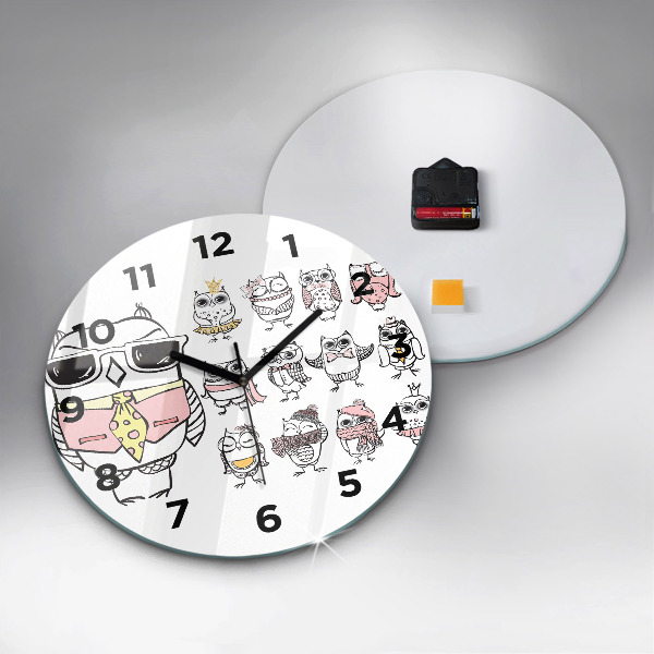 Kerek fali üvegóra Vintage bagoly poszter