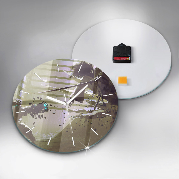 Kerek fali üvegóra Robot vs szamuráj harc