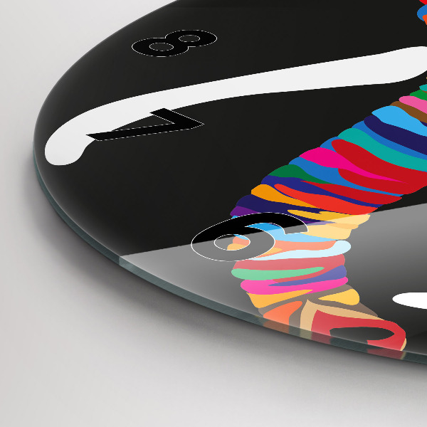 Kerek fali üvegóra Színes elefánt