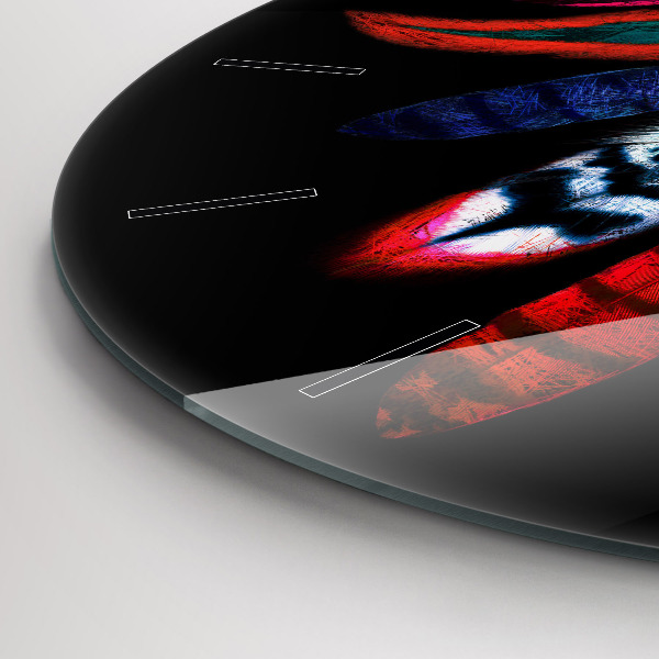 Kerek fali üvegóra Színes madártollak