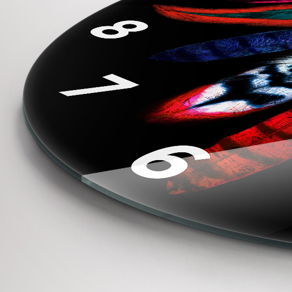 Kerek fali üvegóra Színes madártollak