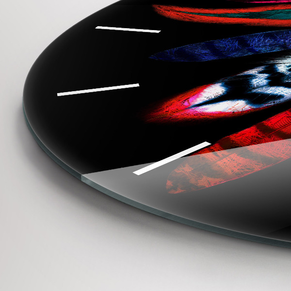 Kerek fali üvegóra Színes madártollak