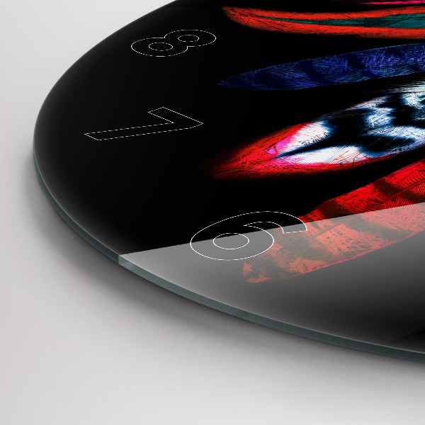 Kerek fali üvegóra Színes madártollak