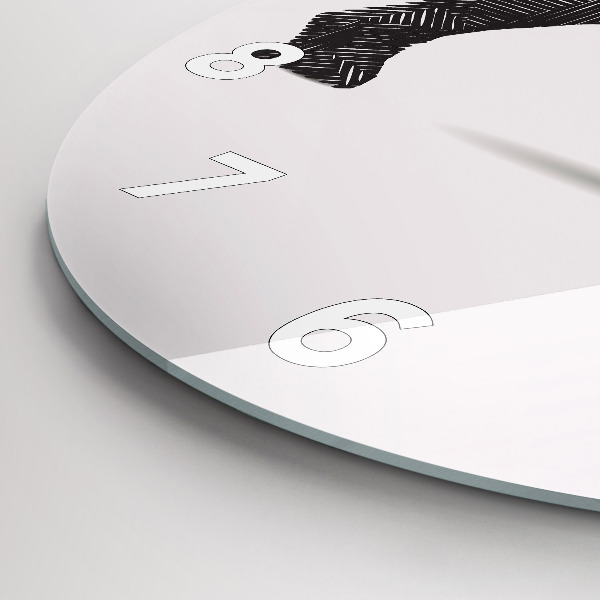 Kerek fali üvegóra Orrszarvú line art