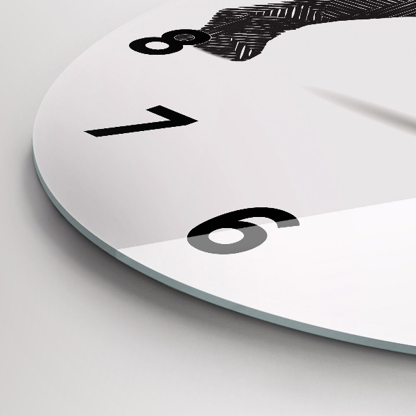 Kerek fali üvegóra Orrszarvú line art