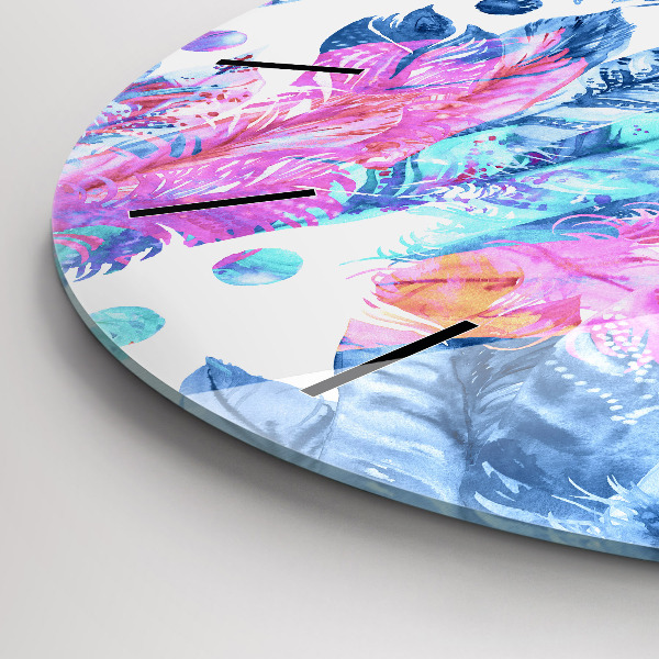 Kerek fali üvegóra Színes tollak