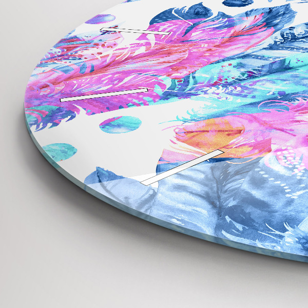 Kerek fali üvegóra Színes tollak