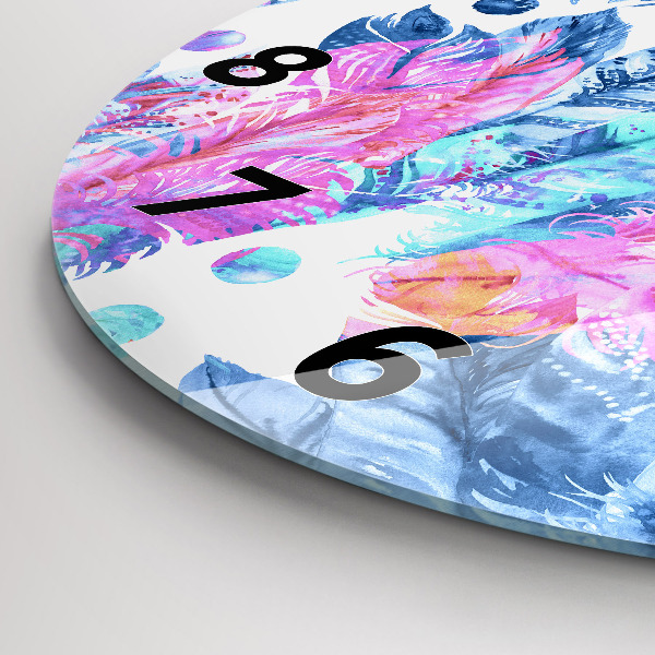 Kerek fali üvegóra Színes tollak