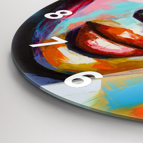 Kerek fali üvegóra Színes női arc