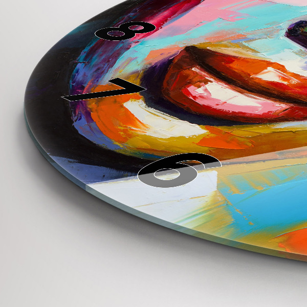 Kerek fali üvegóra Színes női arc