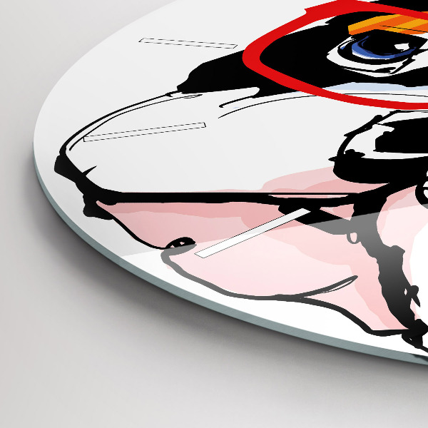 Kerek fali üvegóra Francia bulldog szemüveggel