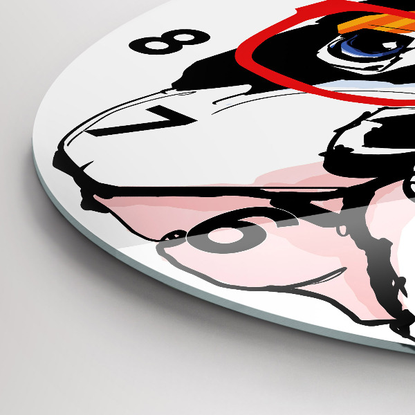 Kerek fali üvegóra Francia bulldog szemüveggel