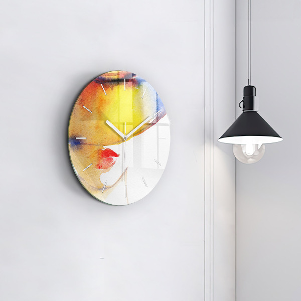 Kerek fali üvegóra Nő kalapban