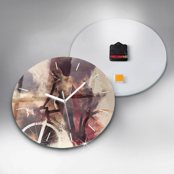 Kerek fali üvegóra Nő és a kerékpár