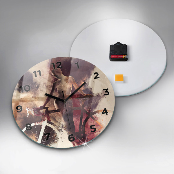 Kerek fali üvegóra Nő és a kerékpár