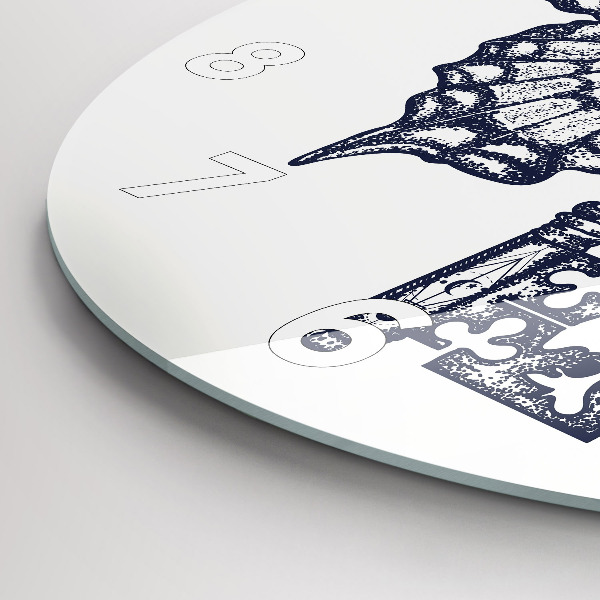 Kerek fali üvegóra Pillangó és kulcs - bohó stílus