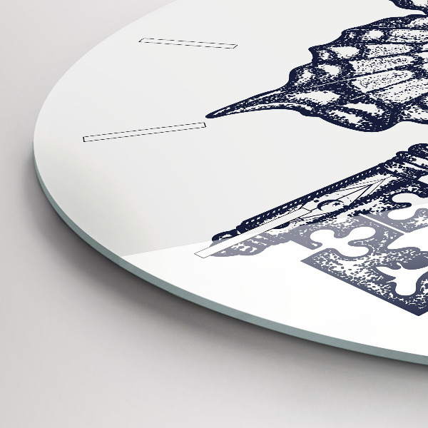 Kerek fali üvegóra Pillangó és kulcs - bohó stílus