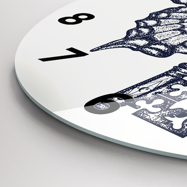 Kerek fali üvegóra Pillangó és kulcs - bohó stílus