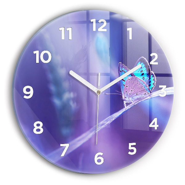 Kerek fali üvegóra Pillangó a fűben