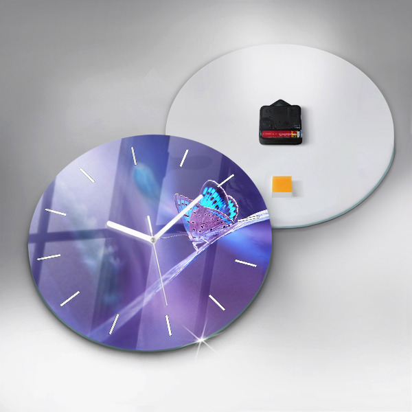 Kerek fali üvegóra Pillangó a fűben