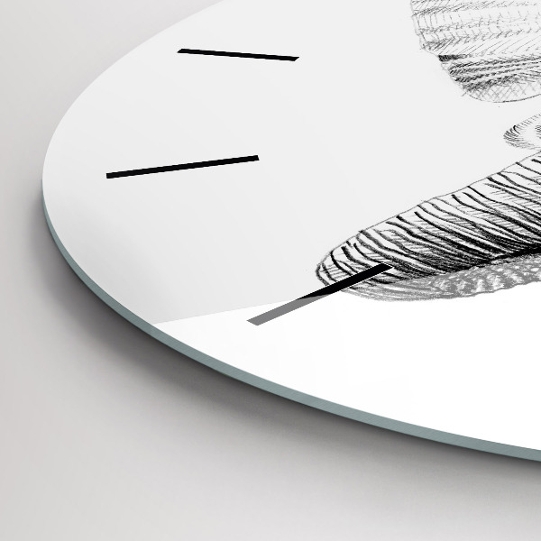 Kerek fali üvegóra Grafikus elefántfej