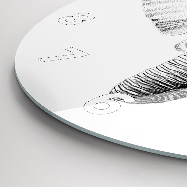 Kerek fali üvegóra Grafikus elefántfej