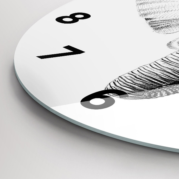 Kerek fali üvegóra Grafikus elefántfej