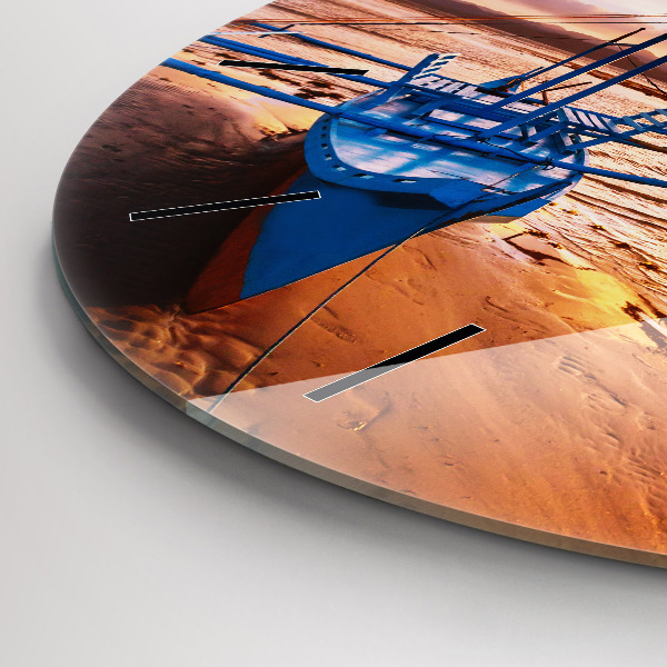 Kerek fali üvegóra Hajó és naplemente