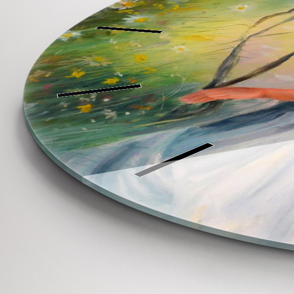 Kerek fali üvegóra Gyönyörű nő egy lóval