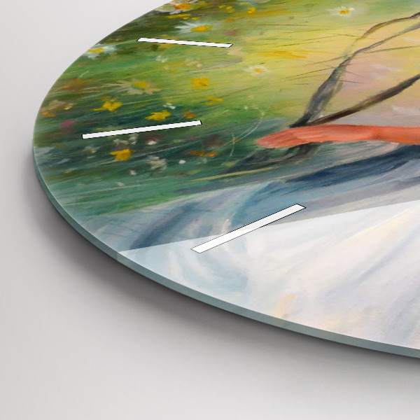 Kerek fali üvegóra Gyönyörű nő egy lóval