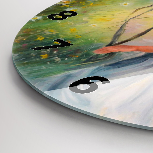 Kerek fali üvegóra Gyönyörű nő egy lóval