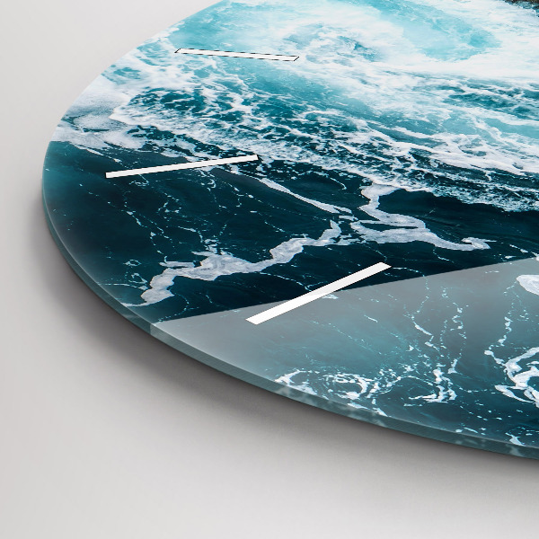 Kerek fali üvegóra Kavargó habos hullámok