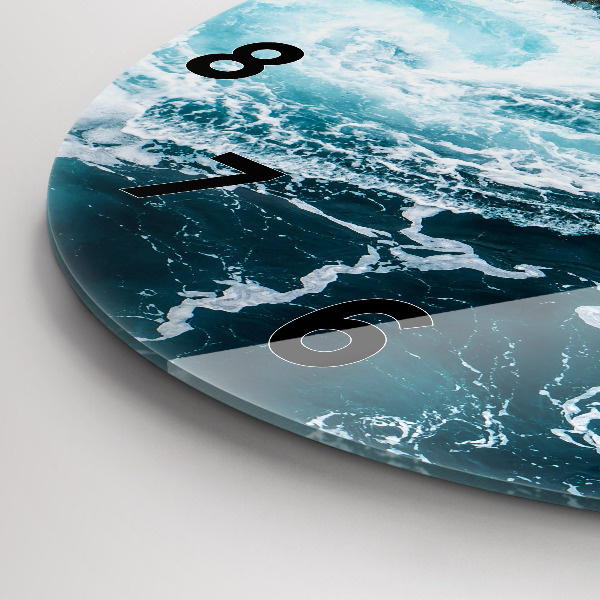 Kerek fali üvegóra Kavargó habos hullámok