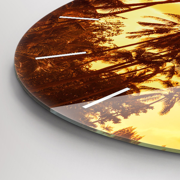 Kerek fali üvegóra Napos pálmafák