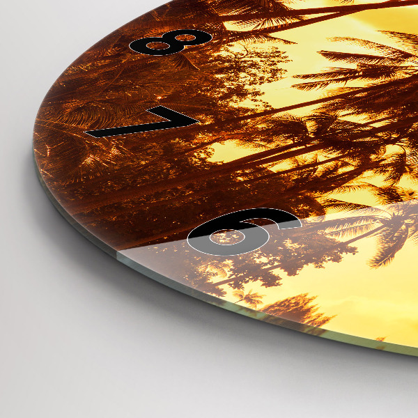 Kerek fali üvegóra Napos pálmafák