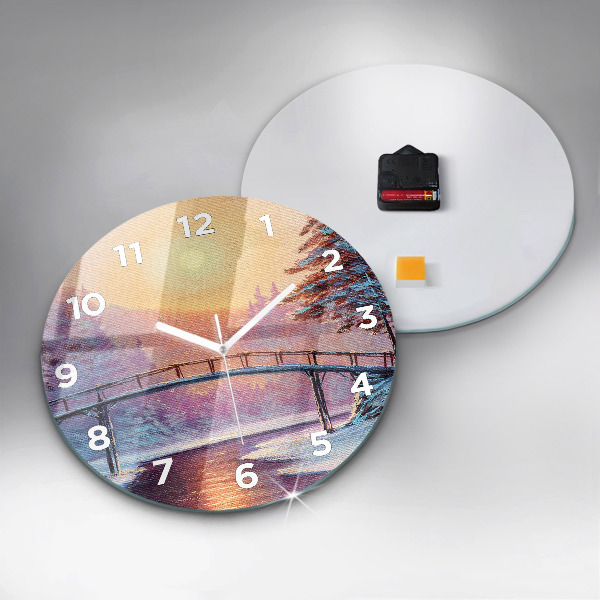 Kerek fali üvegóra Karácsonyfa és a híd