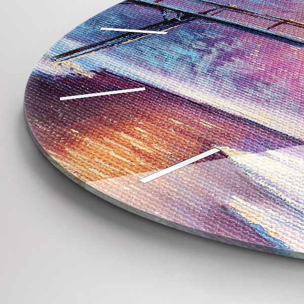 Kerek fali üvegóra Karácsonyfa és a híd