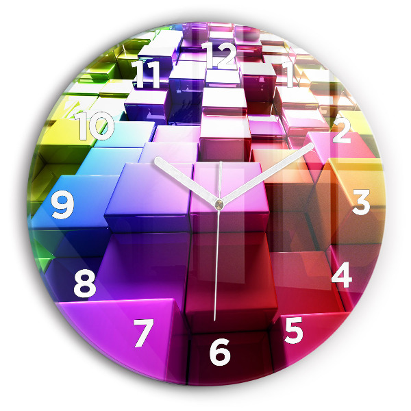 Kerek fali üvegóra Színes kockák