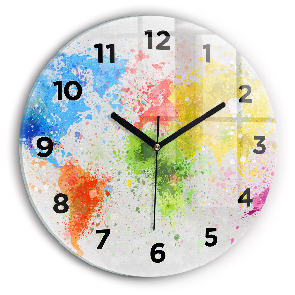 Kerek fali üvegóra Világtérkép papíron