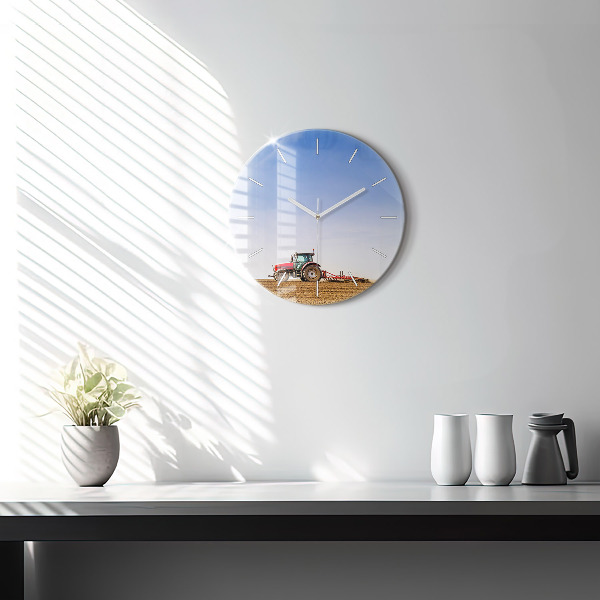 Kerek fali üvegóra Farmer egy traktoron