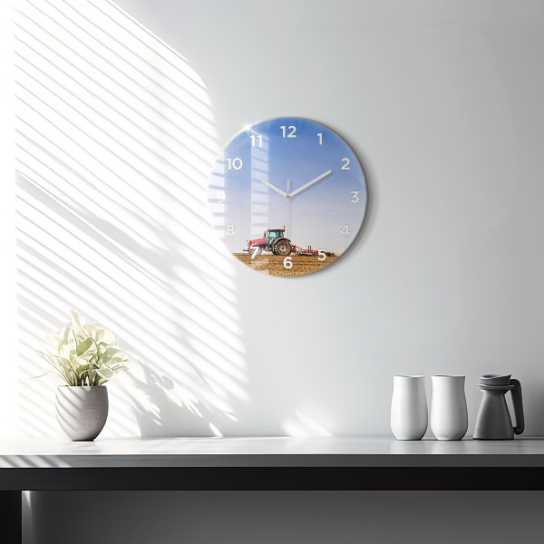 Kerek fali üvegóra Farmer egy traktoron