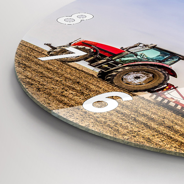 Kerek fali üvegóra Farmer egy traktoron