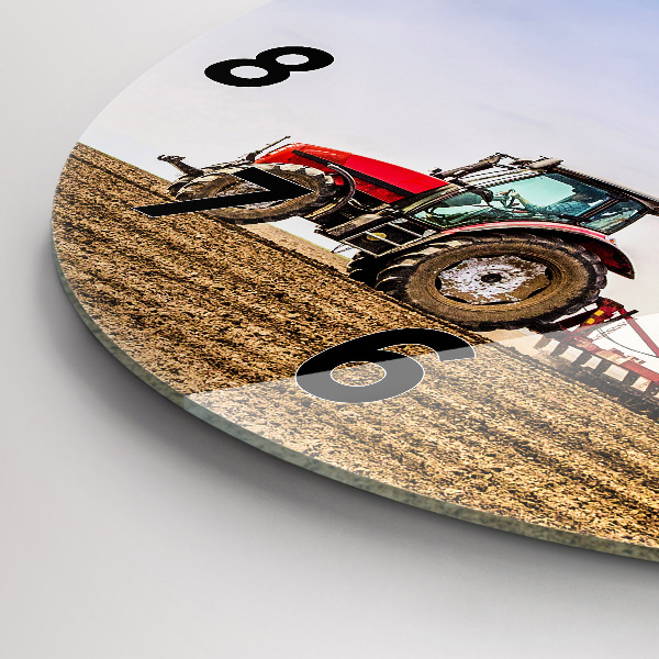 Kerek fali üvegóra Farmer egy traktoron