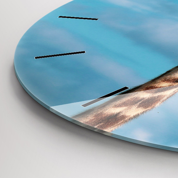 Kerek fali üvegóra Zsiráf feje az ég felé