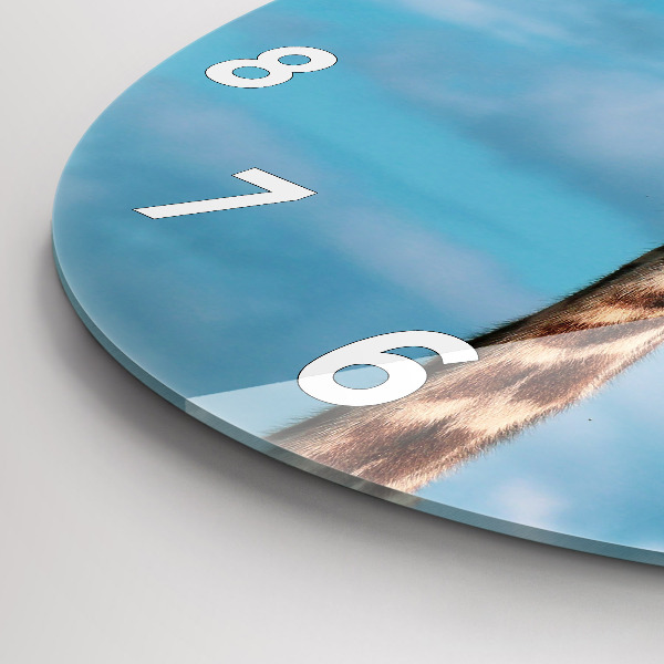 Kerek fali üvegóra Zsiráf feje az ég felé