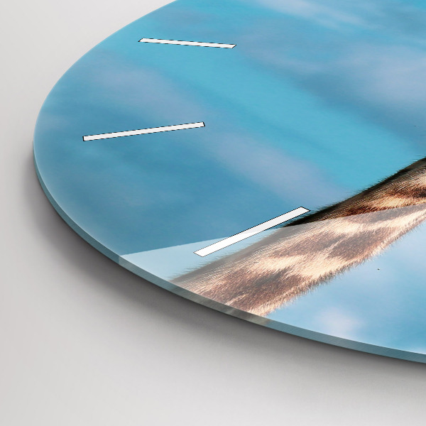 Kerek fali üvegóra Zsiráf feje az ég felé